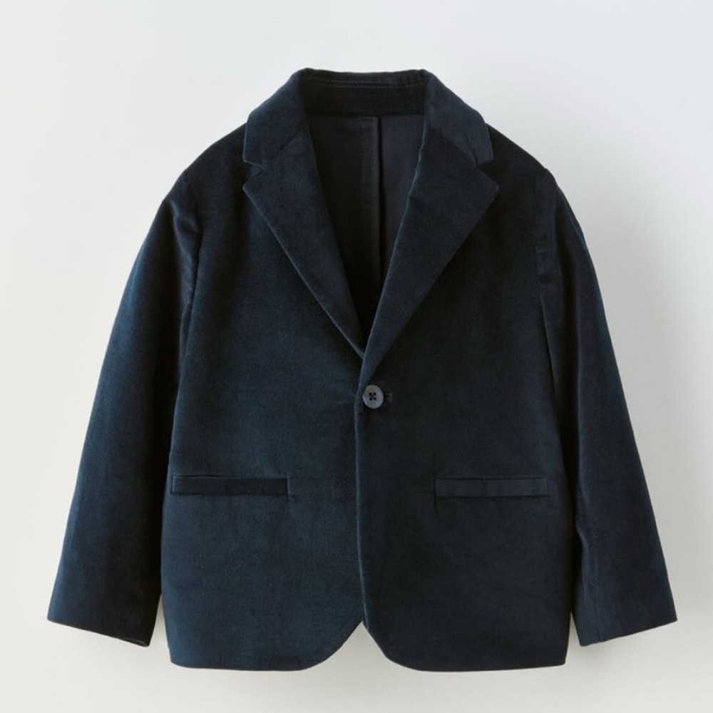 Zara Kids Velvet Navy Blazer